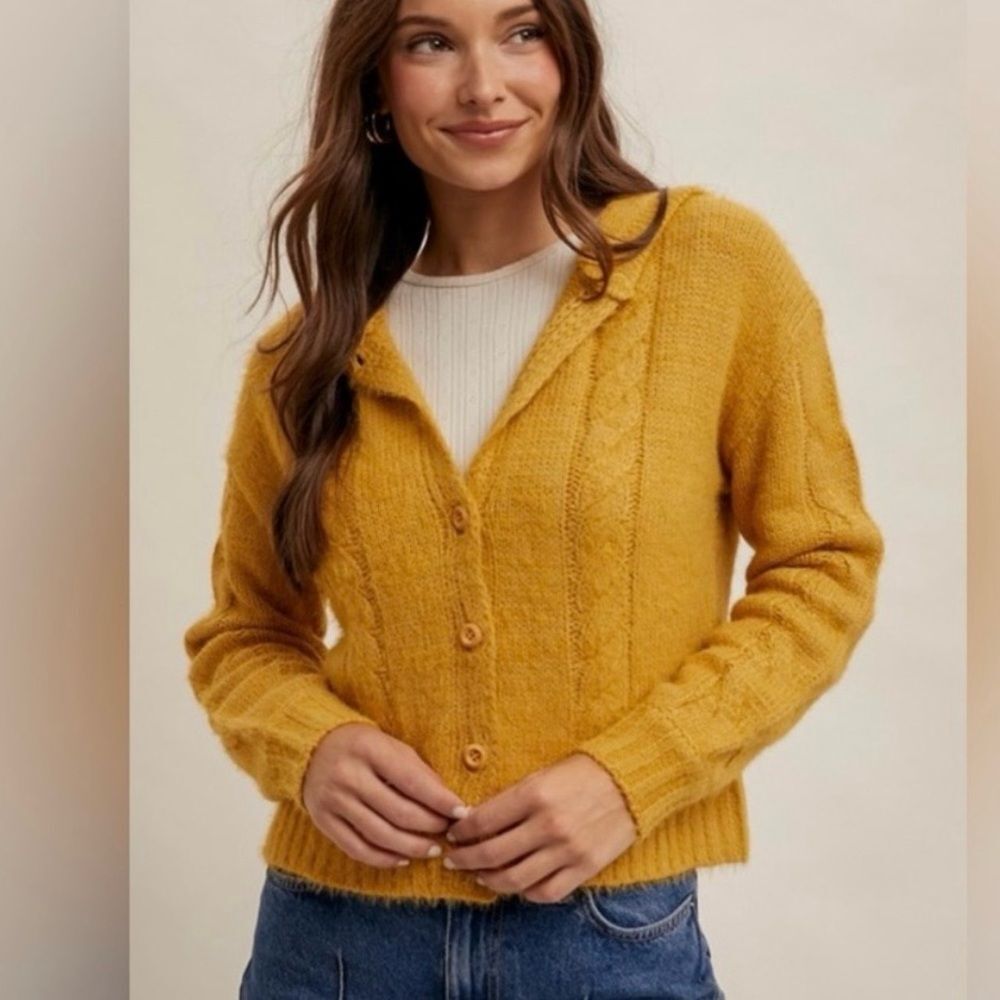 NWT Hem & Thread Golden Yellow Cardigan